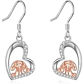 URONE Animal Earrings 925 Sterling Silver Heart Guinea Pig/Dachshund Dangle Drop Earrings Cute Animal Jewelry Gift for Women
