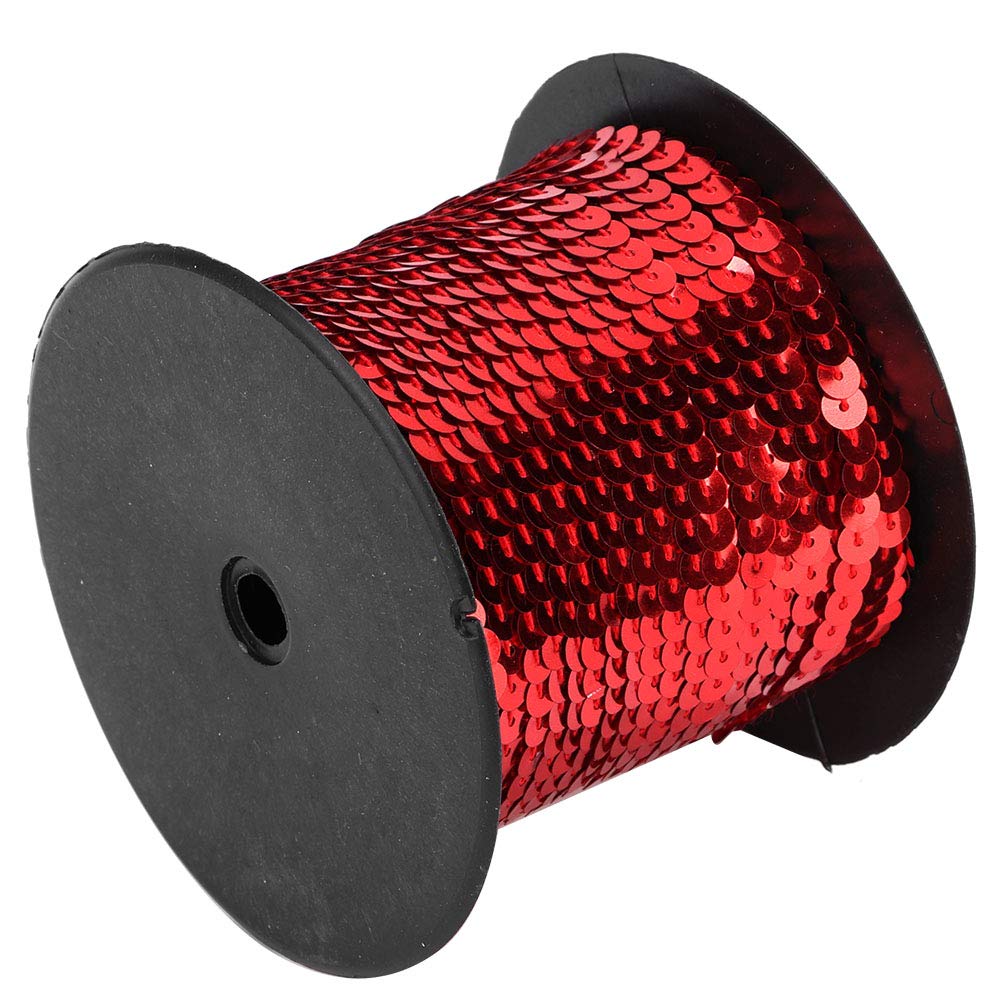 Sequin Trim,100 Yard 6mm Flat Strip Paillette Sequins Fabric Ribbon Trim Strip on Strings Glitter Metallic Sequins Band String Ribbon Roll for Costum