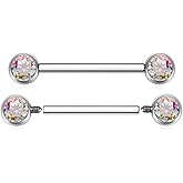 FUNLMO 2pcs Nipple Piercing Jewelry Titanium Nipple Rings Internally Threaded Tongue Rings Bridge Piercing Jewelry Nipple Barbells 14G 12-20mm
