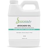 Soapeauty Avocado Oil for Skin & Hair - Cold Pressed - 100% Pure & Natural - Carrier Oil for Essential Oils - Massage Oil - 32 fl oz
