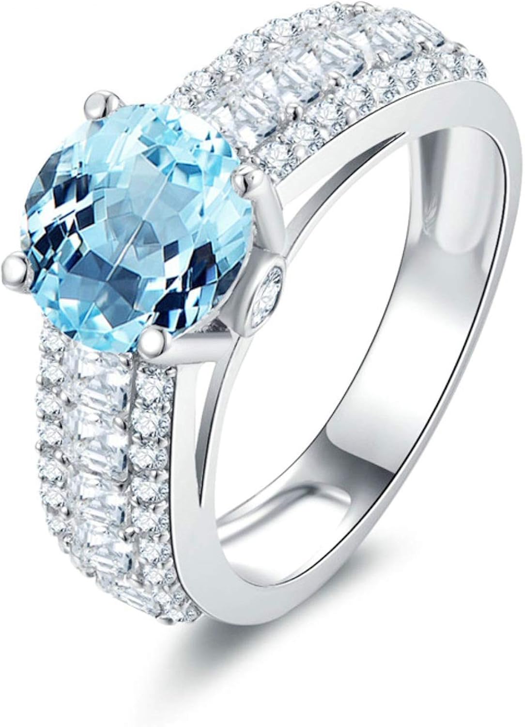 Gnzoe Jewelry-Women Ring 925 Sterling Silverengagement Rings Blue Created-Topaz December Birthstone