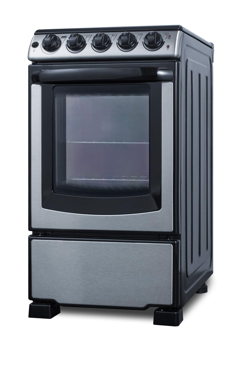 Summit 20” Electric Range, 2.3 cu.ft.Capacity Oven, Smooth Top, 220V 4 Burner Range- REX2071SSRT