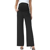 V VOCNI Women's Maternity Work Pants Wide Leg | Over The Belly, Stretch Pregnancy Dress Pants, Office Slacks, Business Trousers With Pockets, Professional Dressy