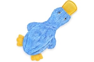 Best Pet Supplies Interactive Squeaky Dog Chew Toy, Ideal Dog Toys for Chewers, Small, Medium & Large Dogs, and Fetch Lovers - Crinkle Duck (Blue), Large