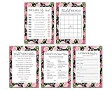 Bridal Shower Games for guests - Pack of 5 (50 Sheets Each) - Includes Advice and Wishes Cards - Bingo - He Said She Said - Would she rather - What's on your phone