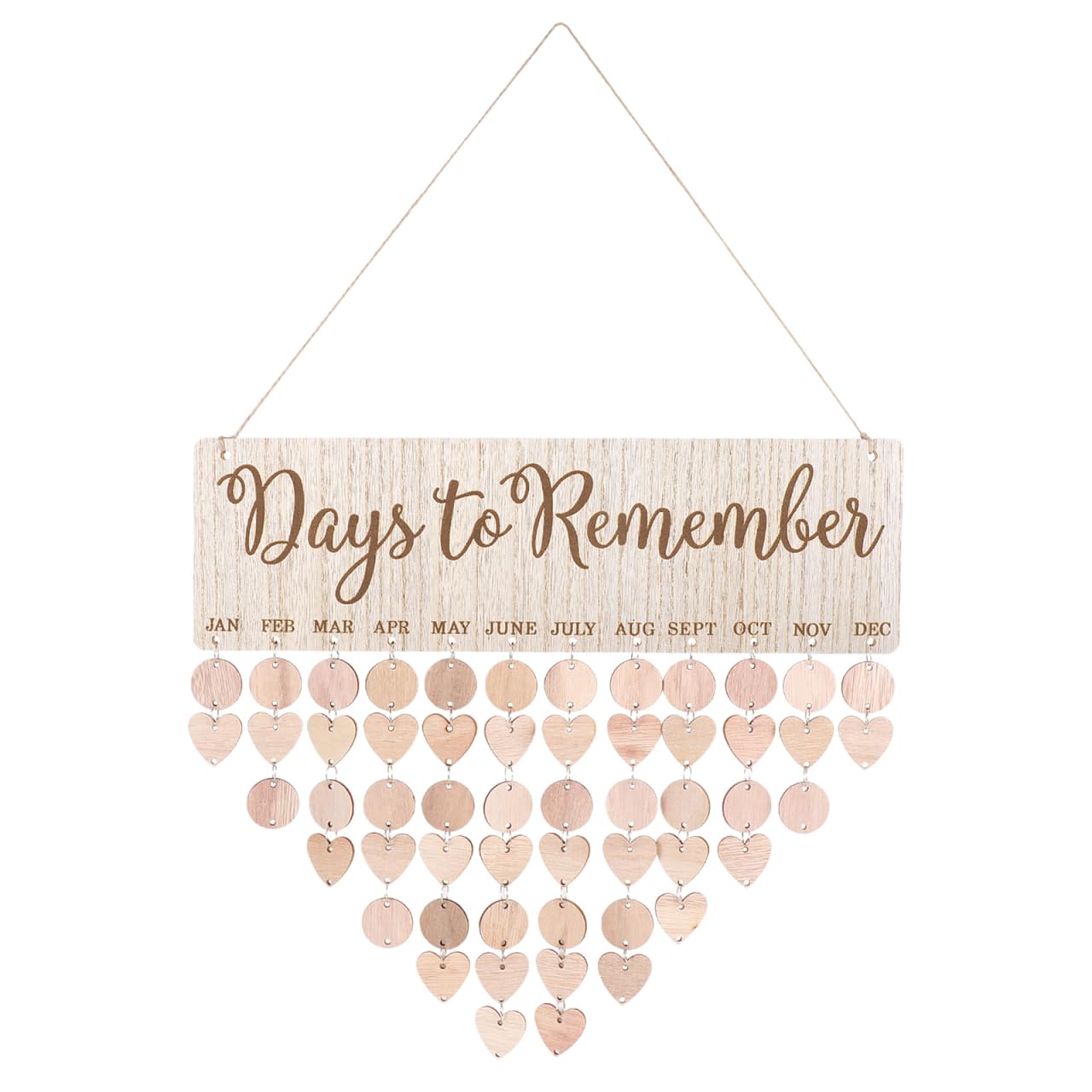 LIOOBO Wooden Birthday Calendar Board: Christmas Birthday Reminder Calendar Plaque Sign Board Wall Hanging Family Decor Plaque Days to Remember Christmas