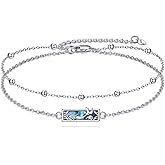 VONALA Mermaid Anklet 925 Sterling Silver Abalone Shell Ocean Jewelry Gifts for Women Mother Friends