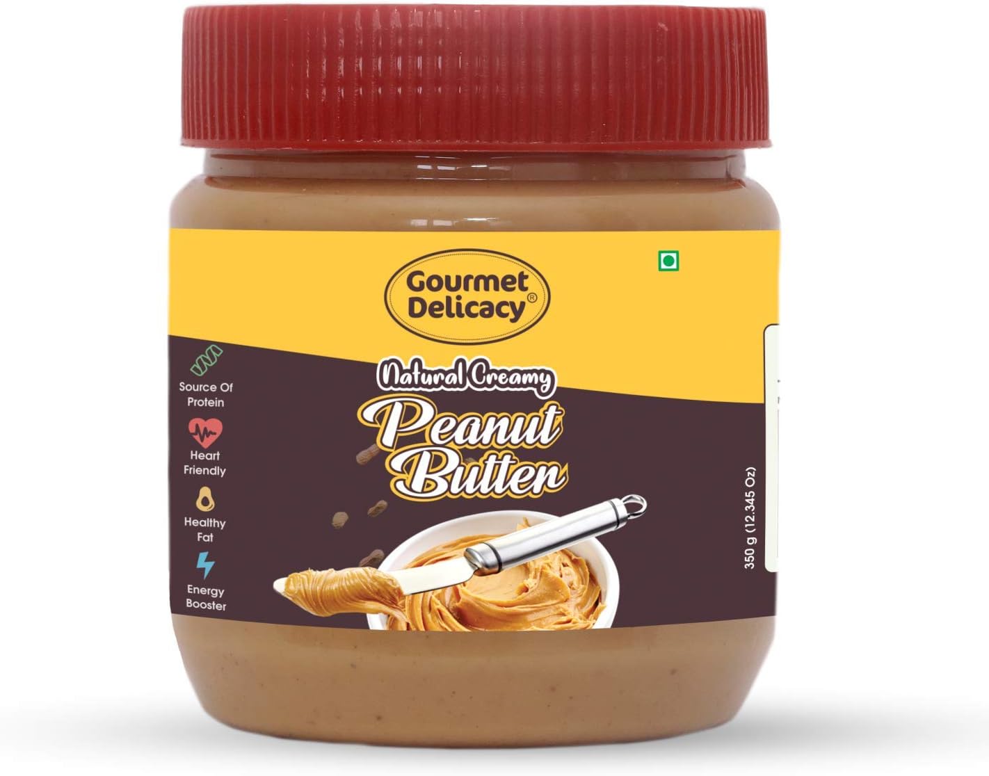 Gourmet Delicacy All Natural Creamy Peanut Butter, 350g (Gluten Free, Vegan)