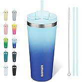 BJPKPK 22oz Insulated Tumbler With lid And Straw Stainless Steel Tumblers Travel Coffee Mug Reusable Thermal Cup,Sky