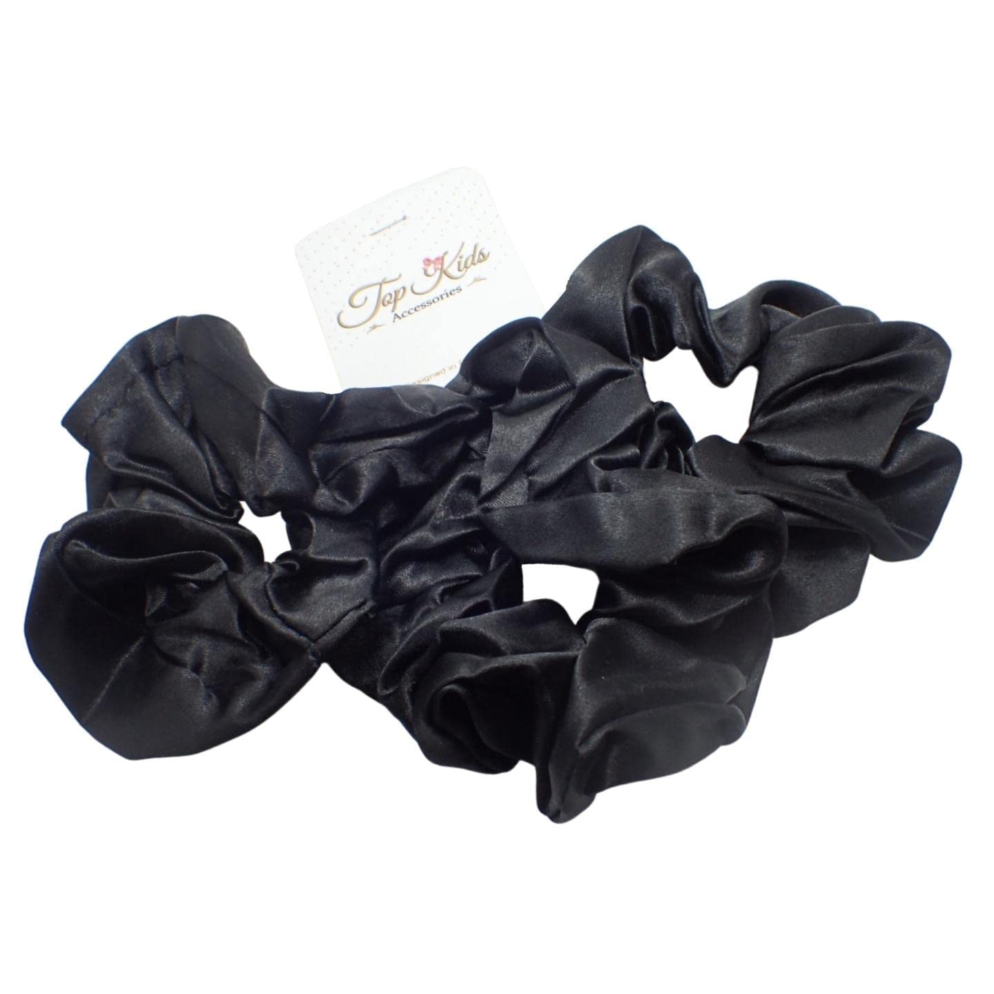 Topkids Accessories 3pc Satin Hair Scrunchies for Women & Girls, Hair Accessories for Women, Hair Bobbles, Hair Ties, Hair Elastics, Ponytail Holders, Hair Styling Accessories (Black)