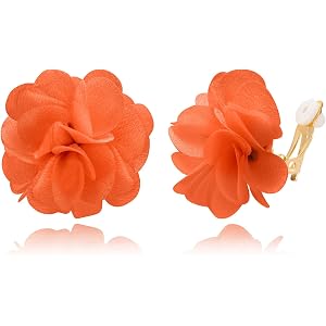 LAXPICOL Fabric Flower Clip On Earrings for Women Floral Earrings | Lightweight Layered Floral Jewelry,Non Pierced Earrings,B