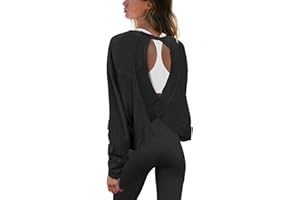 Panadila Womens Open Back Workout Top Long Sleeve Athletic Shirts Casual Crop Running Tee Y2k Yoga