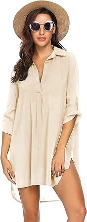 Ekouaer Women's Swimsuit Beach Cover Up Shirt Bikini Beachwear Bathing Suit Beach Dress