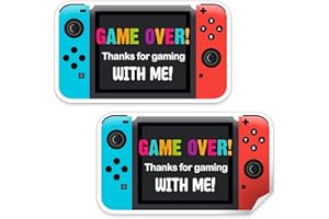 SIMIMI ART Video Game Party Thank You Sticker Labels, Great for Party Favors, Envelope Seals & Goodie Bags（54 Count）