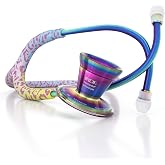 MDF Instruments Rainbow Leopard Kaleidoscope ProCardial Cardiology Stethoscope, Lightweight Titanium, Adult, Dual Head, Rainbow Leopard Tube, Kaleidoscope Chestpiece-Headset, MDF797TRLKL