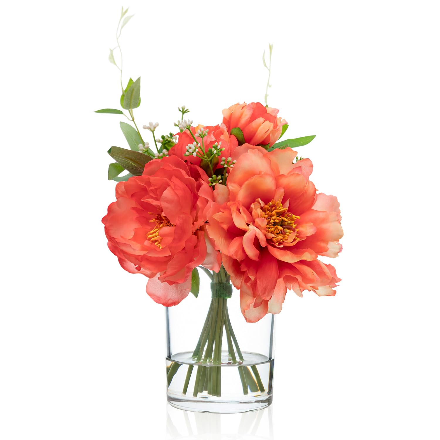 WELL KNOWN Artificial Flowers in Glass Vase with
