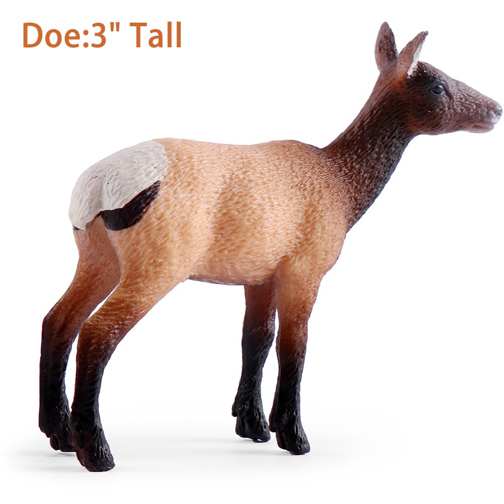 Miniature Elk Family Toy Figurines, Set of 3 Elk Figures, North