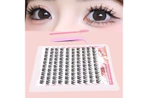 100pcs Self-Adhesive Eyelash Cluster Set With Lash Brush and Tweezer, Doll & Cat Eye Styles, Wispy, Curved, Lightweight, Reus