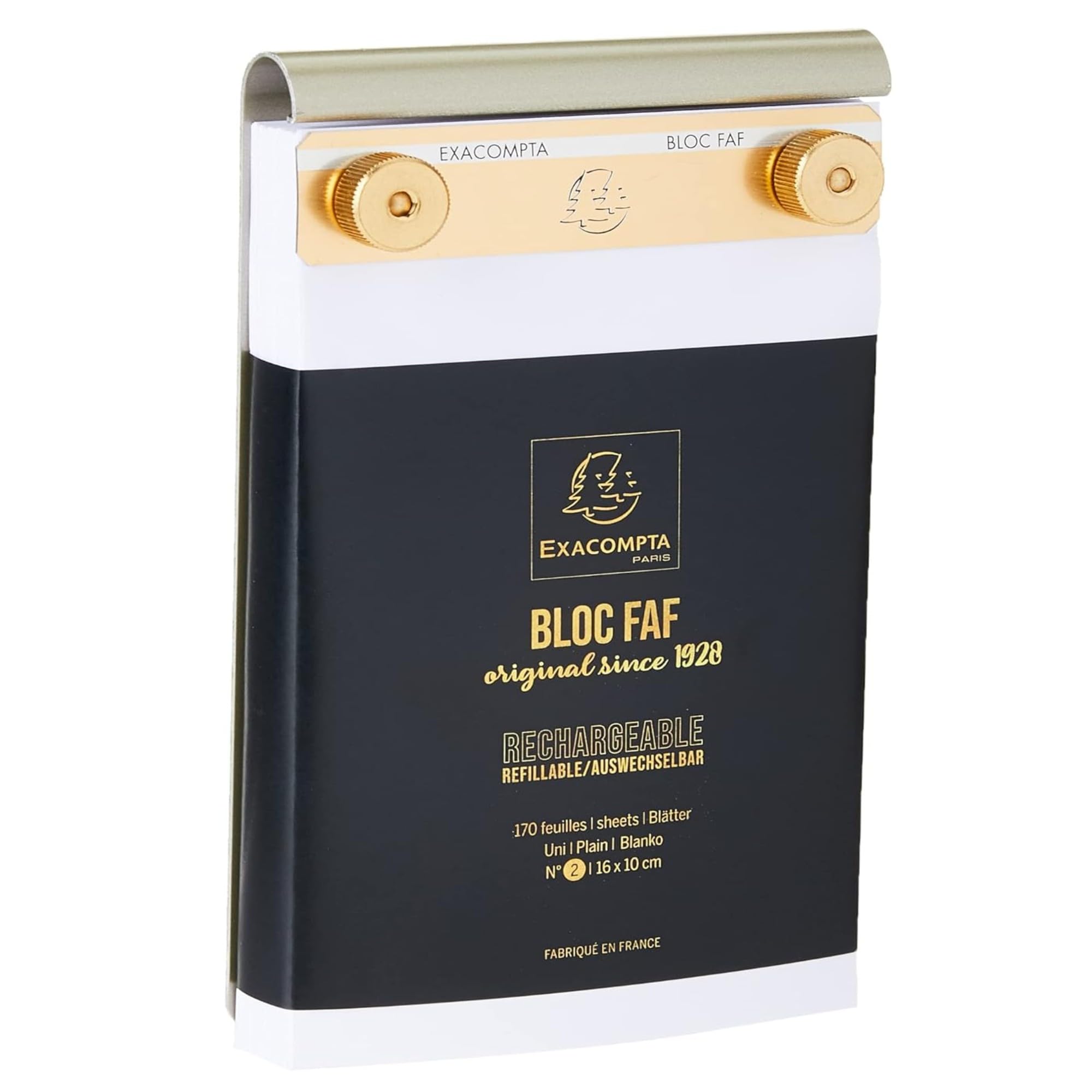 Exacompta - Ref 12112E - FAF Desk Pad No.2 - 160 x 100mm in Size, Refillable with Recharge Pads, Stable When Writing, Non-Slip Feet - Plain Paper, FSC-Certified, White