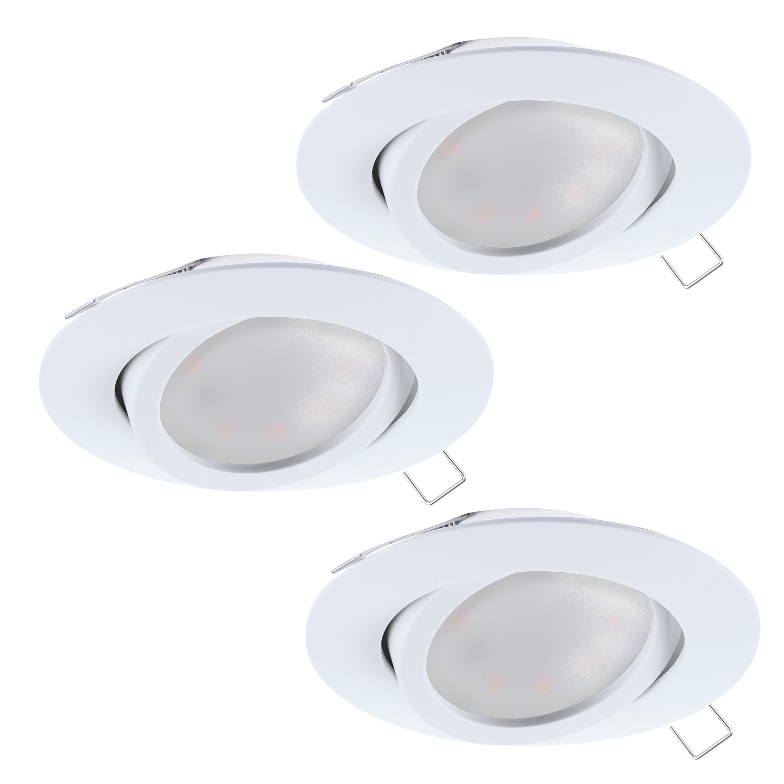 Eglo 3-piece recessed Spotlight Set Tedo, Aluminium cast Spots in White, 3 recessed Lights with GU10 Socket, LED Bulbs Included, Flat Adjustable spot, Ø 8 cm