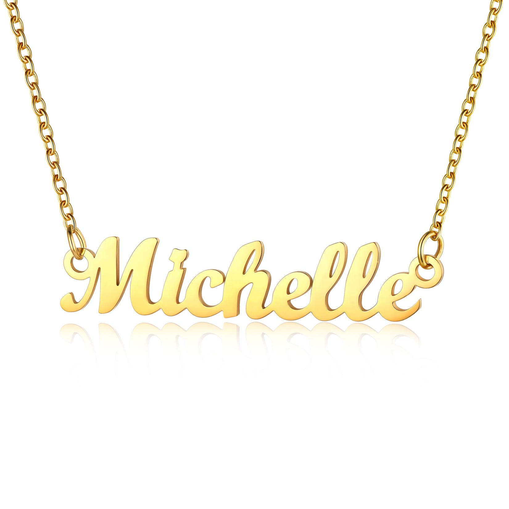 U7 Gold Chains Name Michelle Necklace Womens Pendant Necklaces — image 1