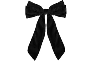 MOTIQUE ACCESSORIES Velour Bow Clip, 6.5 Inch (Black)