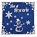 HT&PJ Decorative Cotton Linen Square Throw Pillow Case Cushion Cover Christmas Snowman Blue Design 18 x 18 Inches
