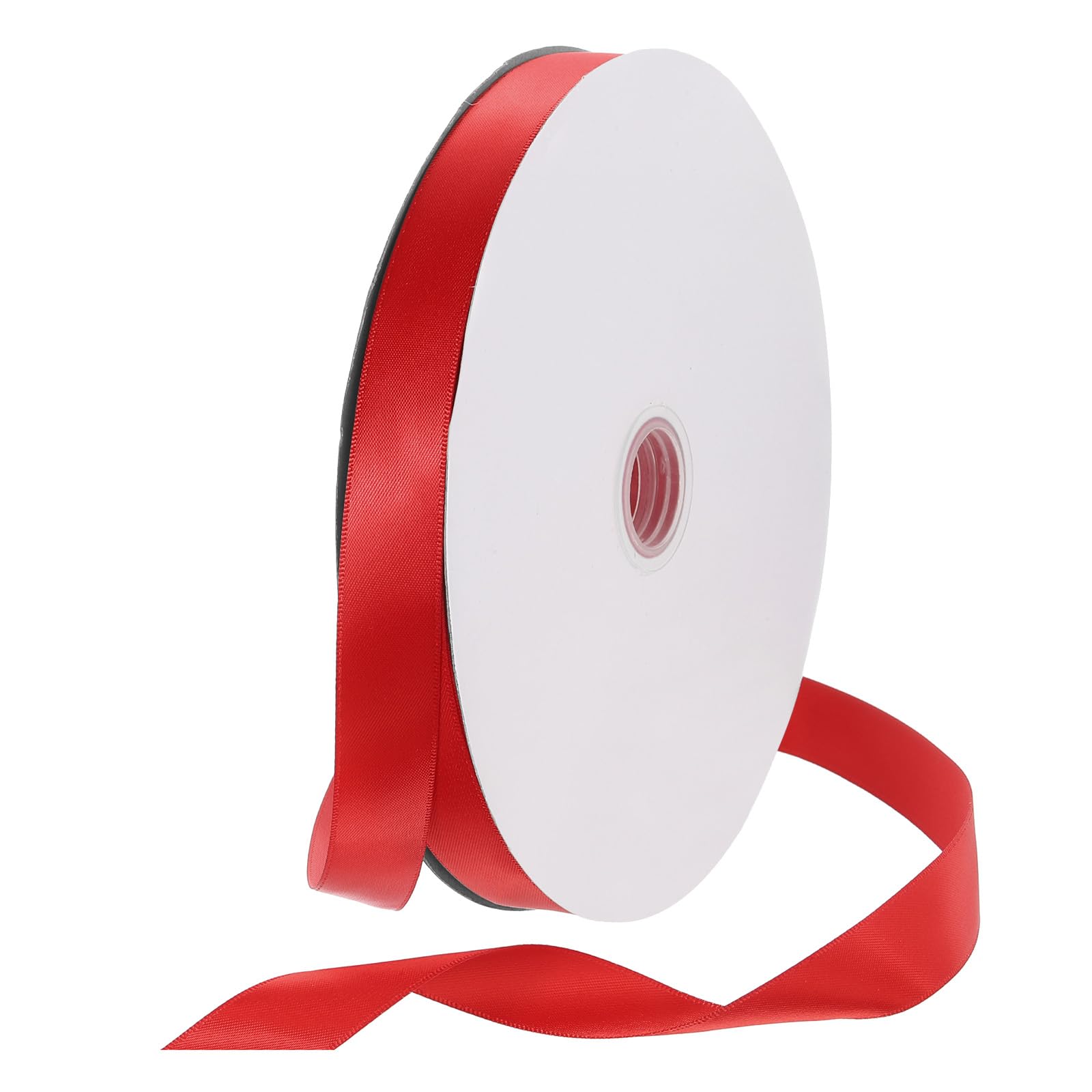 Rebower 20mm Satin Ribbon 91m Thick Double Face Grosgrain Silk Ribbon, [for Gift Wrapping, Hair Bows, Wedding, Cake, Flower] - 100 Yard/300ft/ Red