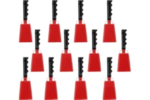 ATSGKE 6 Pack Cowbell with Handle Noise Makers 8.8 inches cow bells Cheering Bell for Sporting Events Football Games Musical Instruments Party Wedding Classroom （Red）