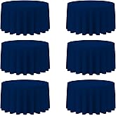 BRILLMAX 6 Pack Navy Blue Round Tablecloths 120 Inch for 60” Tables - 150 GSM Polyester Fabric, Floor Length Drop, Water, Stain & Wrinkle Resistant Cloth Cover for Wedding Reception Banquet Dining