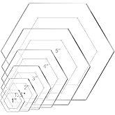 Weewooday 6 Pcs Hexagon Quilting Templates Acrylic, 1-5 in, 1/4 Seam | Six Hexagon Sizes up to 5 Inches, Clear Rulers for Patchwork, Paper Piecing, Precise Seam Allowance Marking Guides