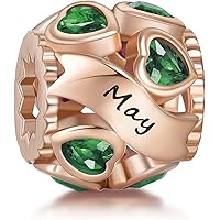 NINGAN Birthstone Charms 925 Sterling Silver Love Heart Openwork Bead for Charm Bracelets and Necklaces with 5A Cubic Zirconi