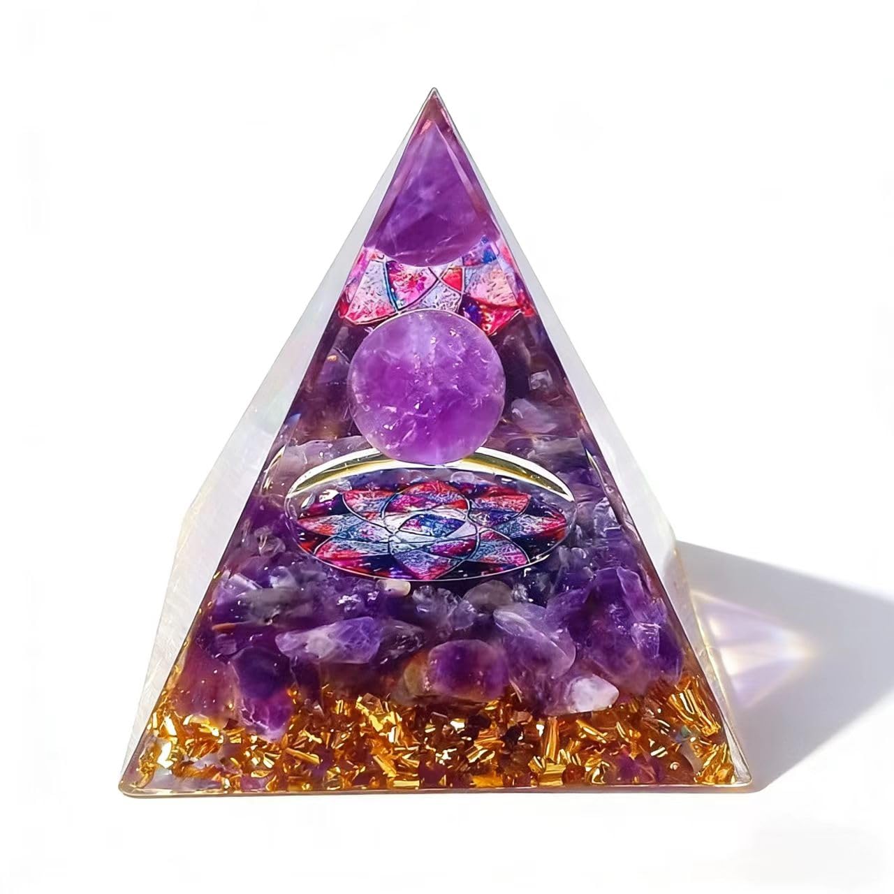 ycyingcheng Pyramid Ogan Crystal Energy Tower Nature Reiki Chakra Crushed Stone, Negative Energy Remover Blessing Home Office Ornaments, Healing Crystal Boost Immune System Meditation, 6cm