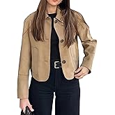 Lucrosun Women's Button Down Suede Jacket Trendy Fall Coat Winter Outfits 2024