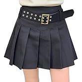 kakarin choyx Women's Gothic Casual High Waisted Pleated Skirt Y2K Fashion Harajuku Mini Skirt with Shorts Underneath