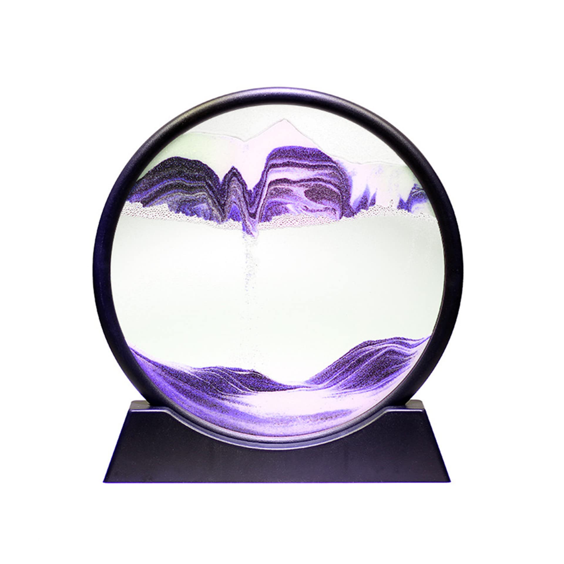 Arthink Moving Sand Art Picture ,Liquid Motion 3D Sea Sandscape in Motion Display, Flowing Sand Frame Desktop Art Bookshelves Home Office Decoration (Purple),7 inch