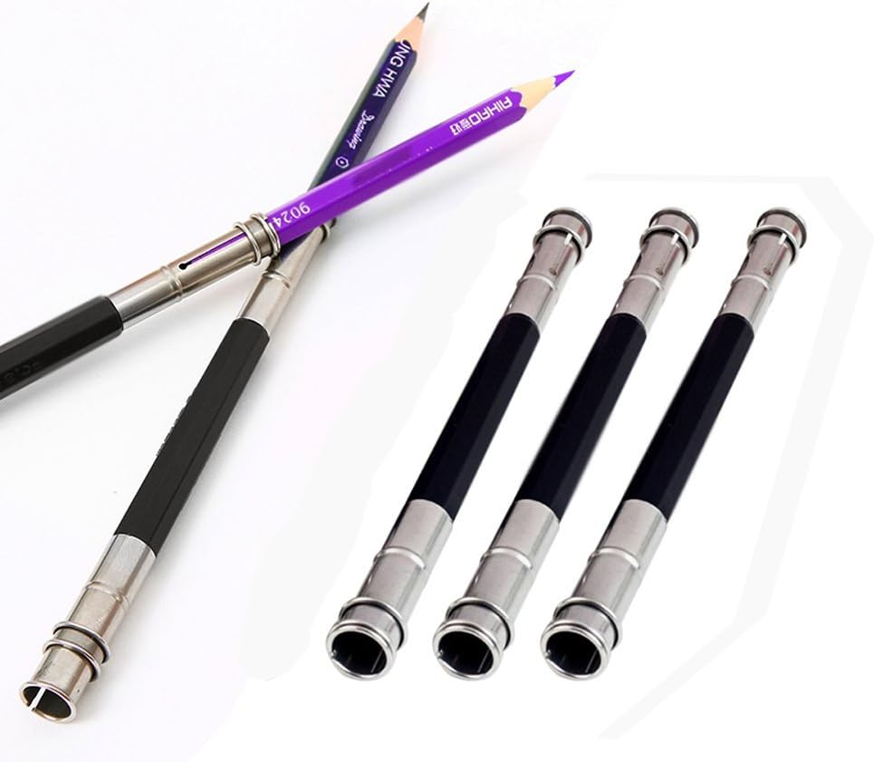 Amazon.co.jp： PerPure 鉛筆補助軸 5本セット ペンシル延長ホルダー 両端とも入れる (ブラック) 文房具・オフィス用品