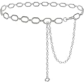 HIQUACC Women's Chain Belt Metal Waist Belt Chunky Belly Link Belt
