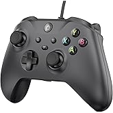 GMVOX Wired Controller for X-BOX-ONE,Compatible with X-BOX One&amp;One S&amp;X, X-BOX Series S&amp;X, PC, IOS, Android Platforms, Gamepad with 3.5mm Audio Jack/Dual Vibration, Support Turbo Function,(Black)