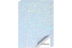 WANGHENG Printable Holographic Sticker Paper,20 Sheets 11 x 8.5''glass fragment Printable Waterproof Sticker,Rainbow Vinyl Sticker for Inkjet or Laser Printer