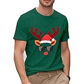 TUPOSU Christmas Shirts for Men Christmas Reindeer T-Shirt Funny Xmas Festival Short Sleeves Tops