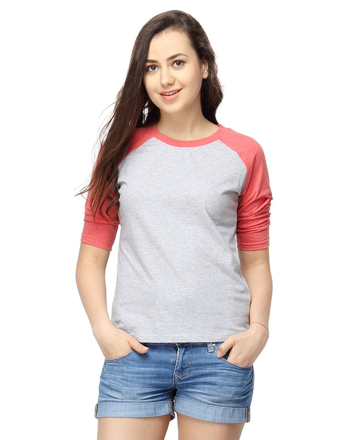 campus sutra women round neck quarter sleeve t-shirts
