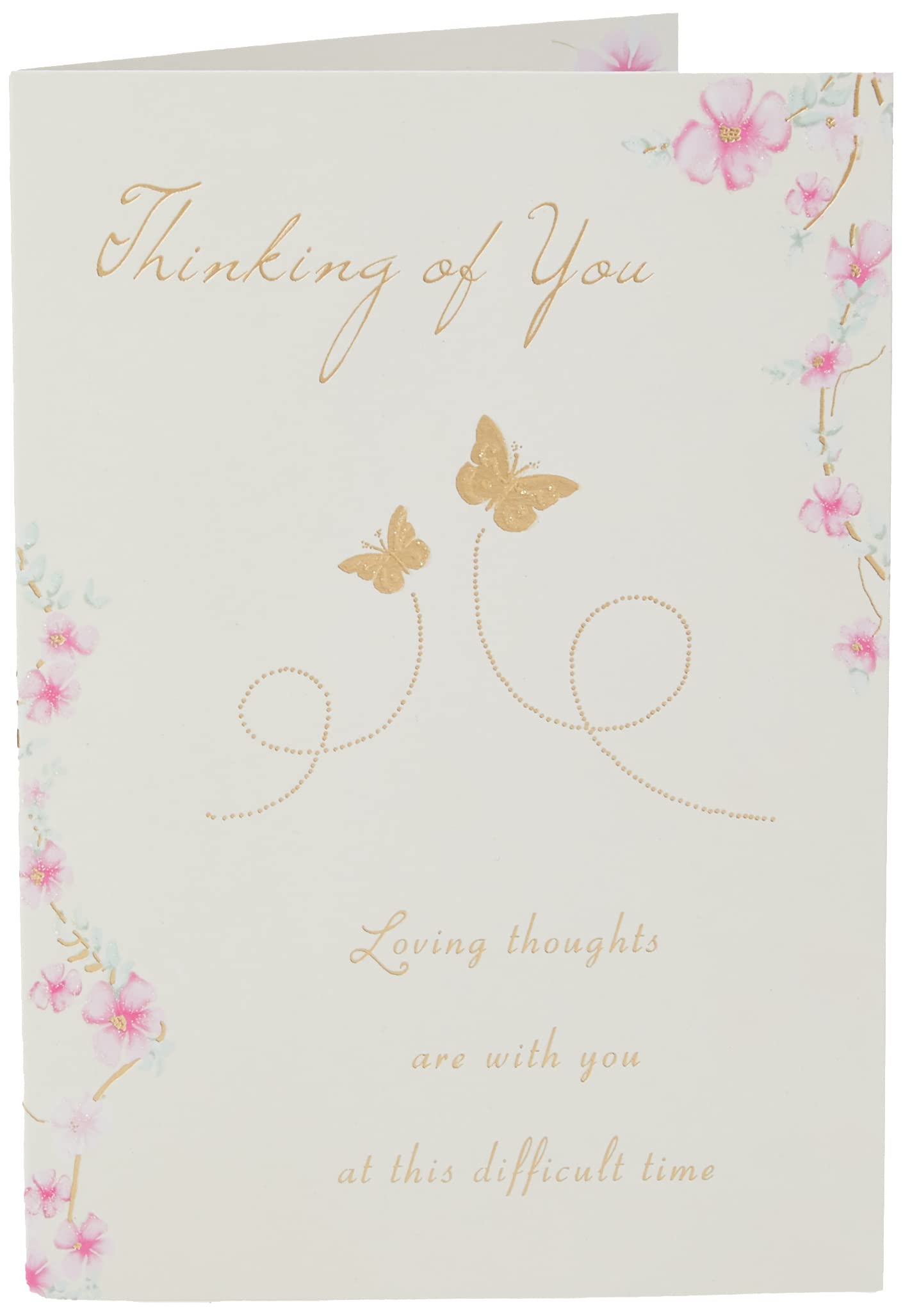 Piccadilly Greetings BEAUTIFUL GLITTER COATED FLOWERS THINKING OF YOU SYMPATHY GREETING CARD