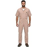Natural Uniforms Mens Short Sleeve Zip Up Coverall, Stain and Wrinkle Resistant (Khaki, Medium)
