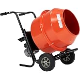 SPECRAFT Electric Cement Mixer, 4.9 Cu.Ft Portable Concrete Mixer | Durable Mixing Drum Wheelbarrow Design 375W 110V Motor Mortar Stucco Feed Residential Construction Farm Garden Use