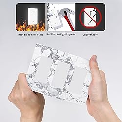 White Gray Marble 3 Gang Triple Rocker/Decora Light