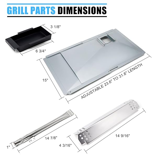 ADVIACE REPLACEMENT PARTS FOR NEXGRILL 720-0898, DRIP PAN GREASE TRAY, GRILL HEAT PLATES, BURNER TUBES AND IGNITER FOR NEXGRILL 720-0898 DELUXE 6 BURNER GAS GRILL