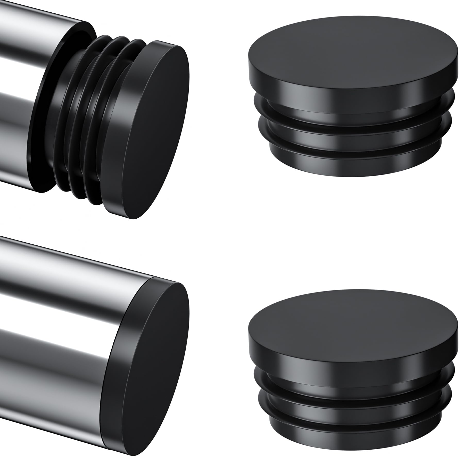 28 PCS Black Round Tube Plastic Plugs End Caps (38mm)