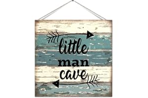 Rustic Farmhouse Wood Pallet Sign Plaque Little Man Cave Sign with Arrows Antique Wooden Plank Board Door Hanger Sign for Cab