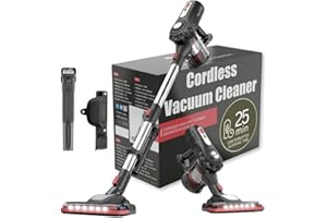 Roomie Tec Vacuum Cleaner for Home, Self Standing Cordless Stick Sweeper, Lightweight and Bagless, Powerful 2200mAh Rechargeable Battery, Multi Surface Cleaning with Handheld Dustbuster, HEPA Filter